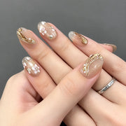 Floating Jade Blossom Press-On Nails – Short Oval