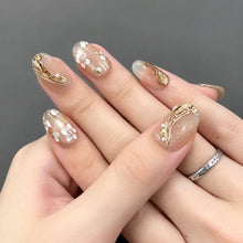 Floating Jade Blossom press-on nails detail image