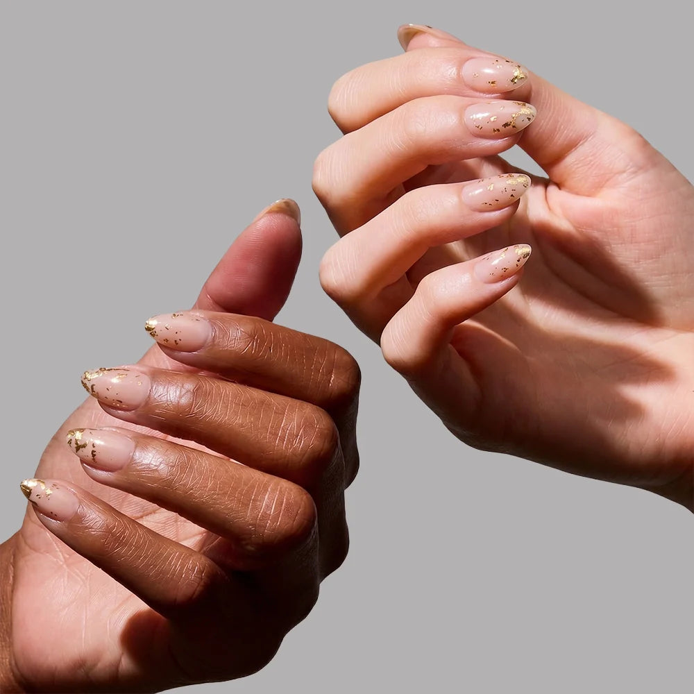 24K press-on nails - almond shape, short length