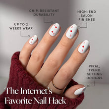 Ace of Hearts press-on nails with red heart design on almond shape nails stylish nail set for romantic look