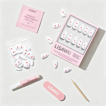 Ace of Hearts press-on nails featuring red heart design on almond-shaped nails perfect for romantic style and nail art enthus