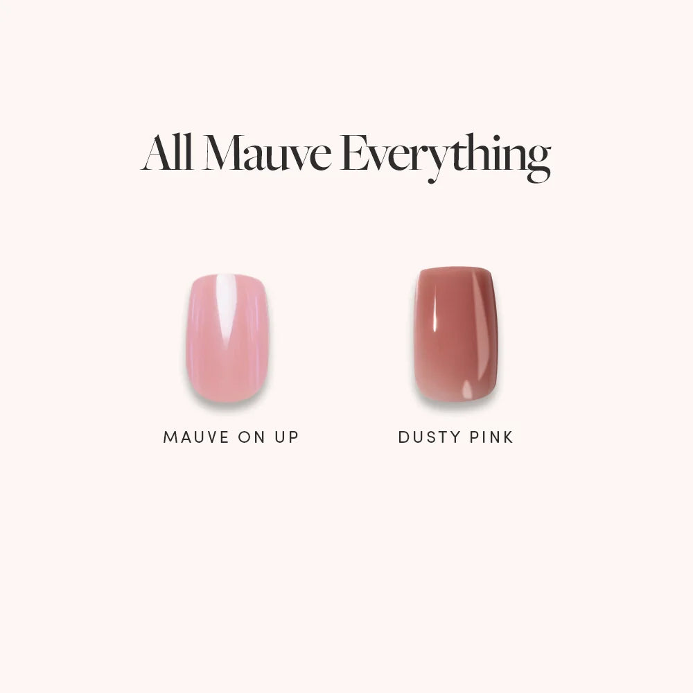 All Mauve Everything Spring Edit press-on nail menu display