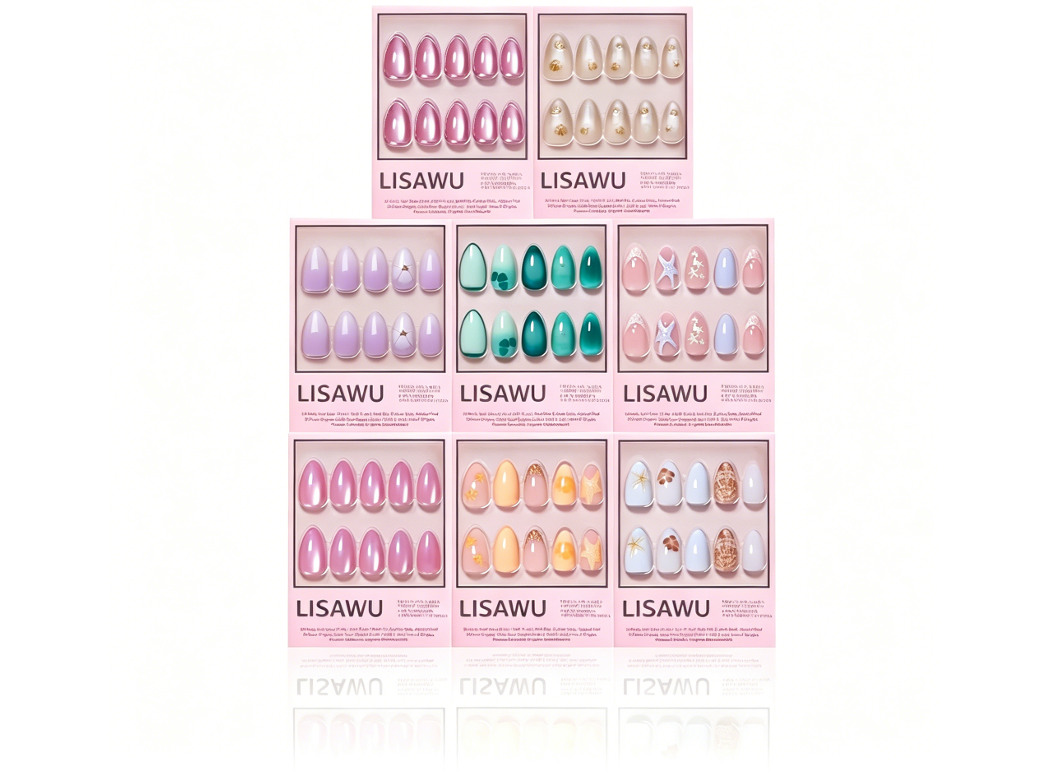 Almonds At Sea press-on nails in blue shade