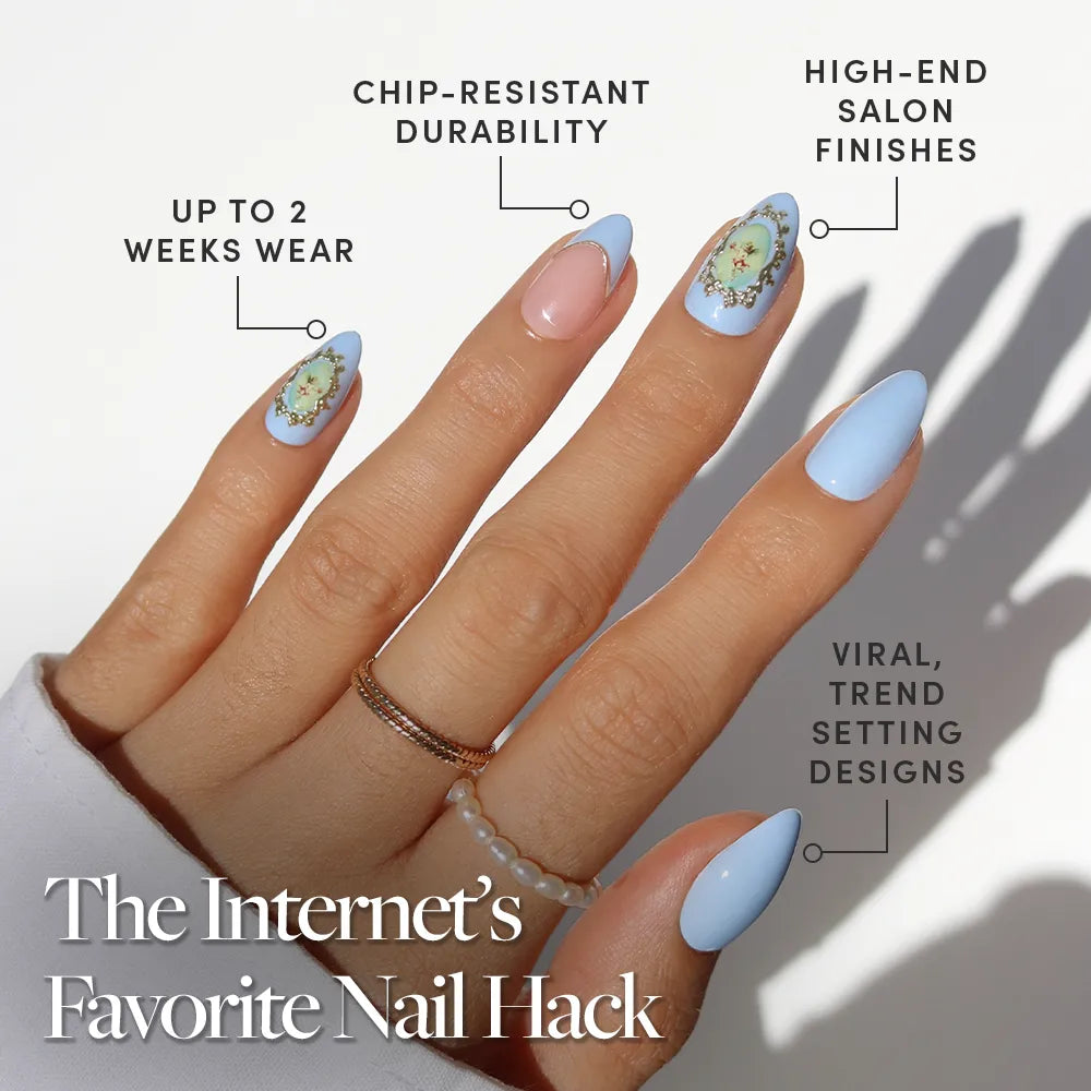 Angel in Blue press-on nail design - accent nail style detail