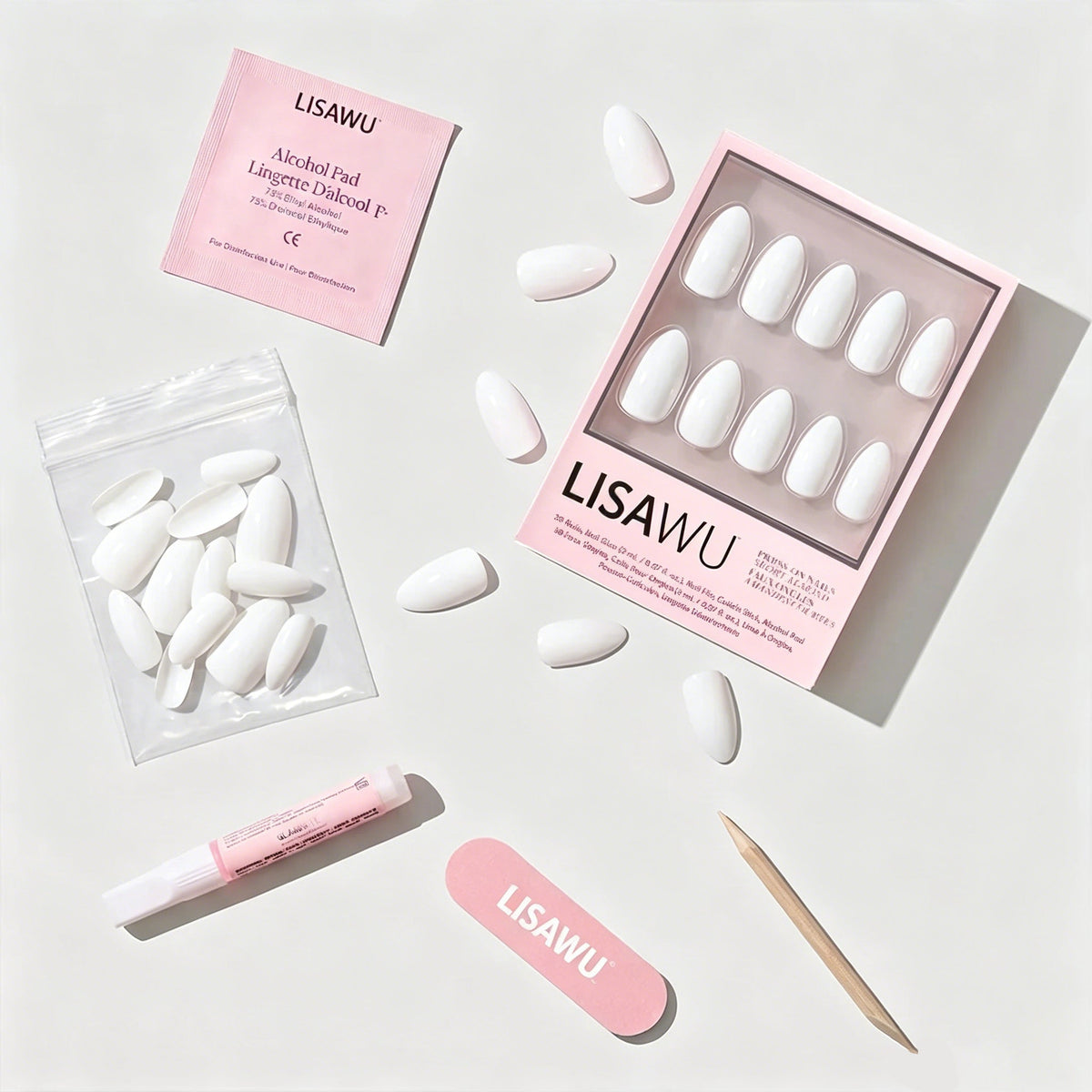 Angel press-on nail bundle - full set view