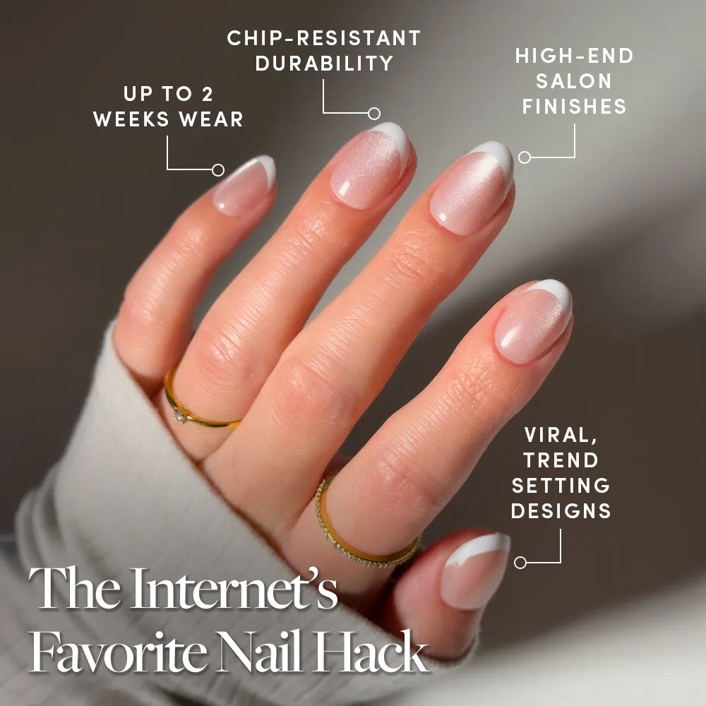 Angelic Touch press-on nails in soft pastel shades featuring Love Notes design, glossy finish, stylish nail set on natural na