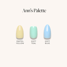 Anns Palette colorful press-on nail menu display showcasing vibrant nail set styles and shades