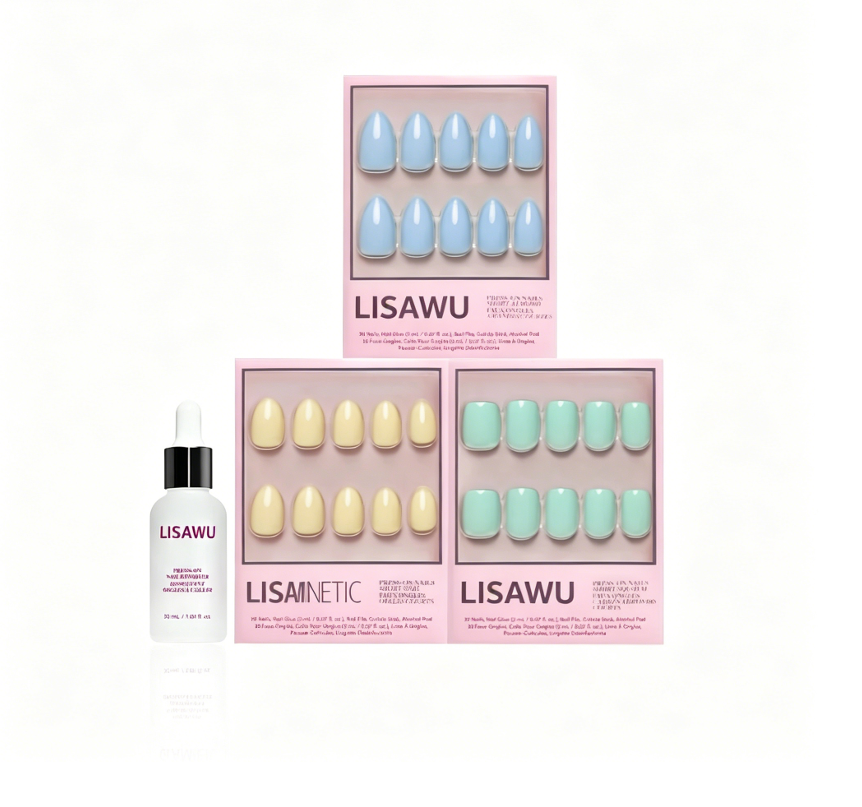 Anns Palette press-on nails showcasing vibrant mixed color nail set with glossy finish on almond-shaped nails