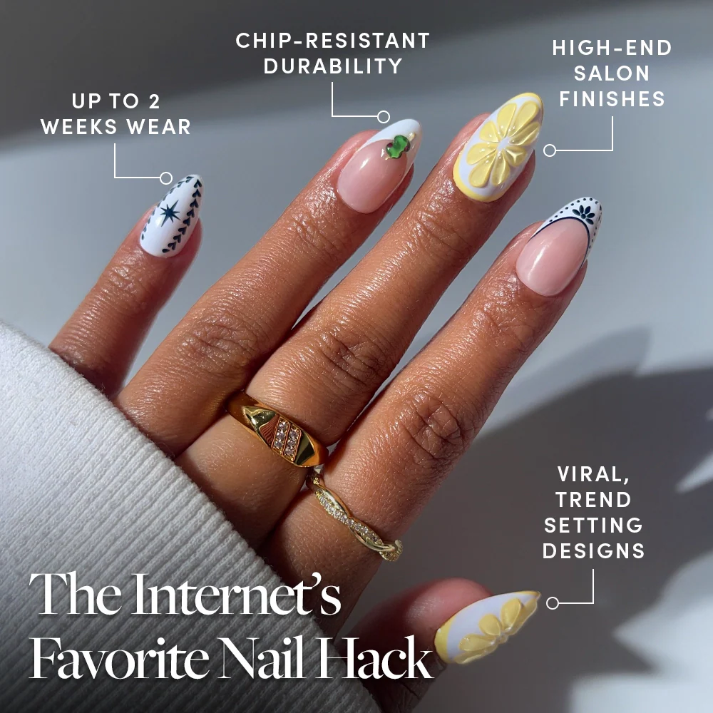Aperitivo Hour press-on nails - almond shape, short length
