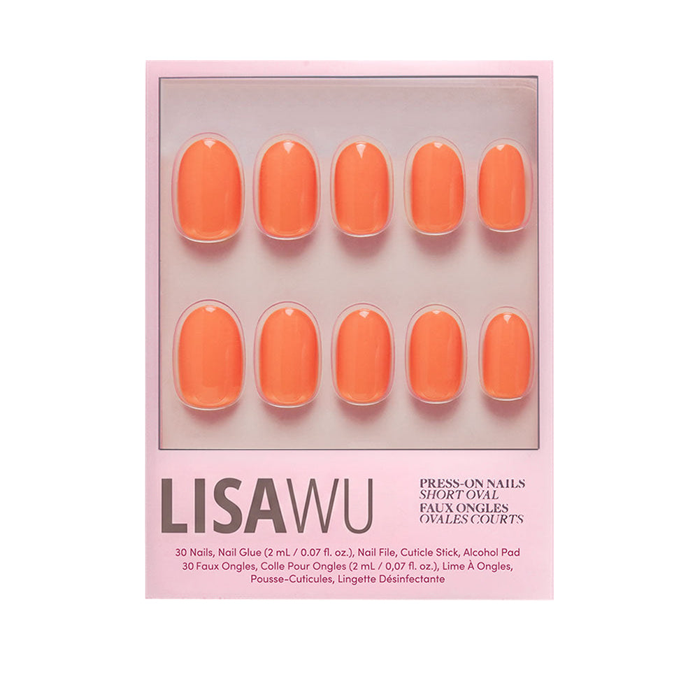 Apricot press-on nails in orange shade