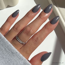 Ash Gray press-on nails with glossy finish