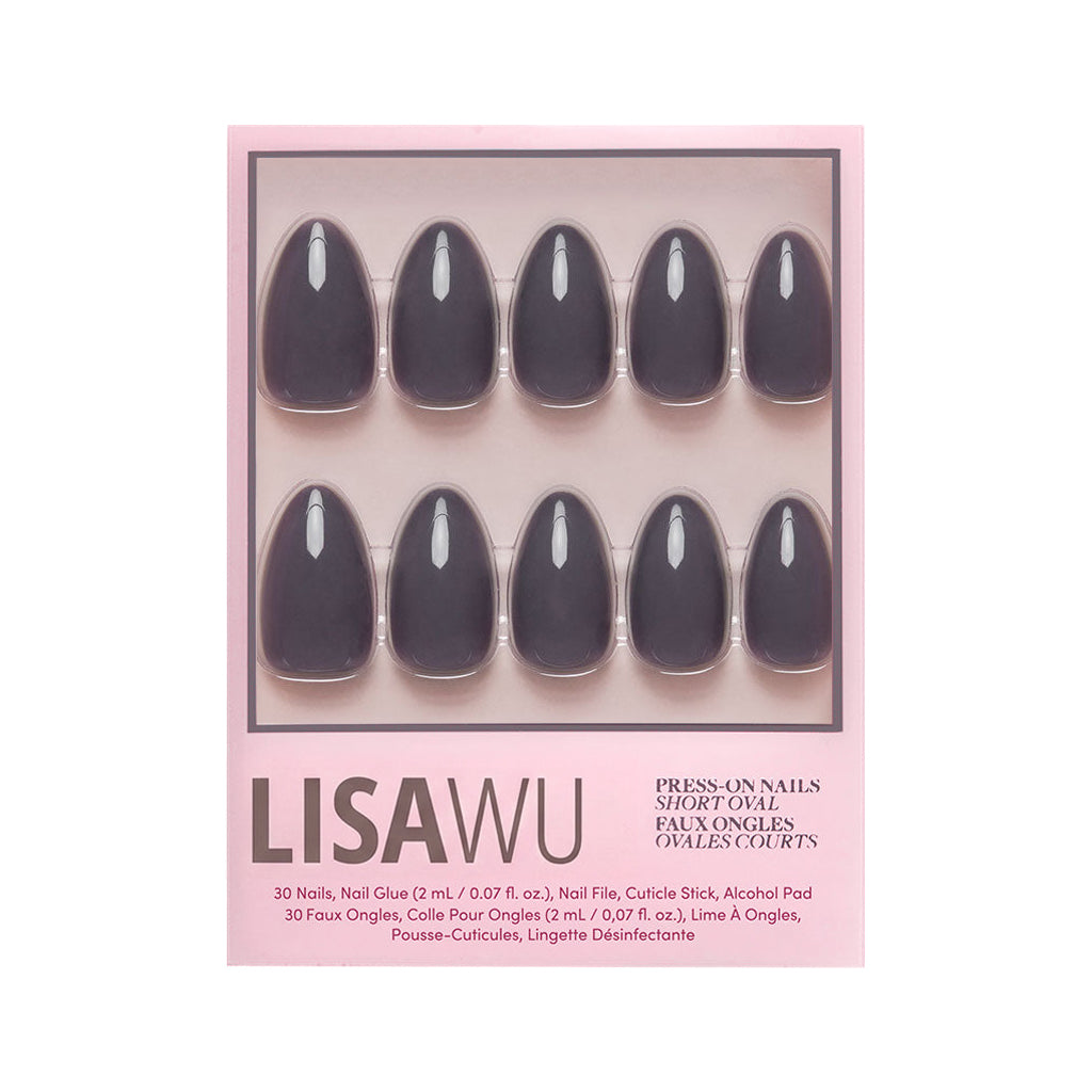 Ash Gray press-on nails - almond shape, short length