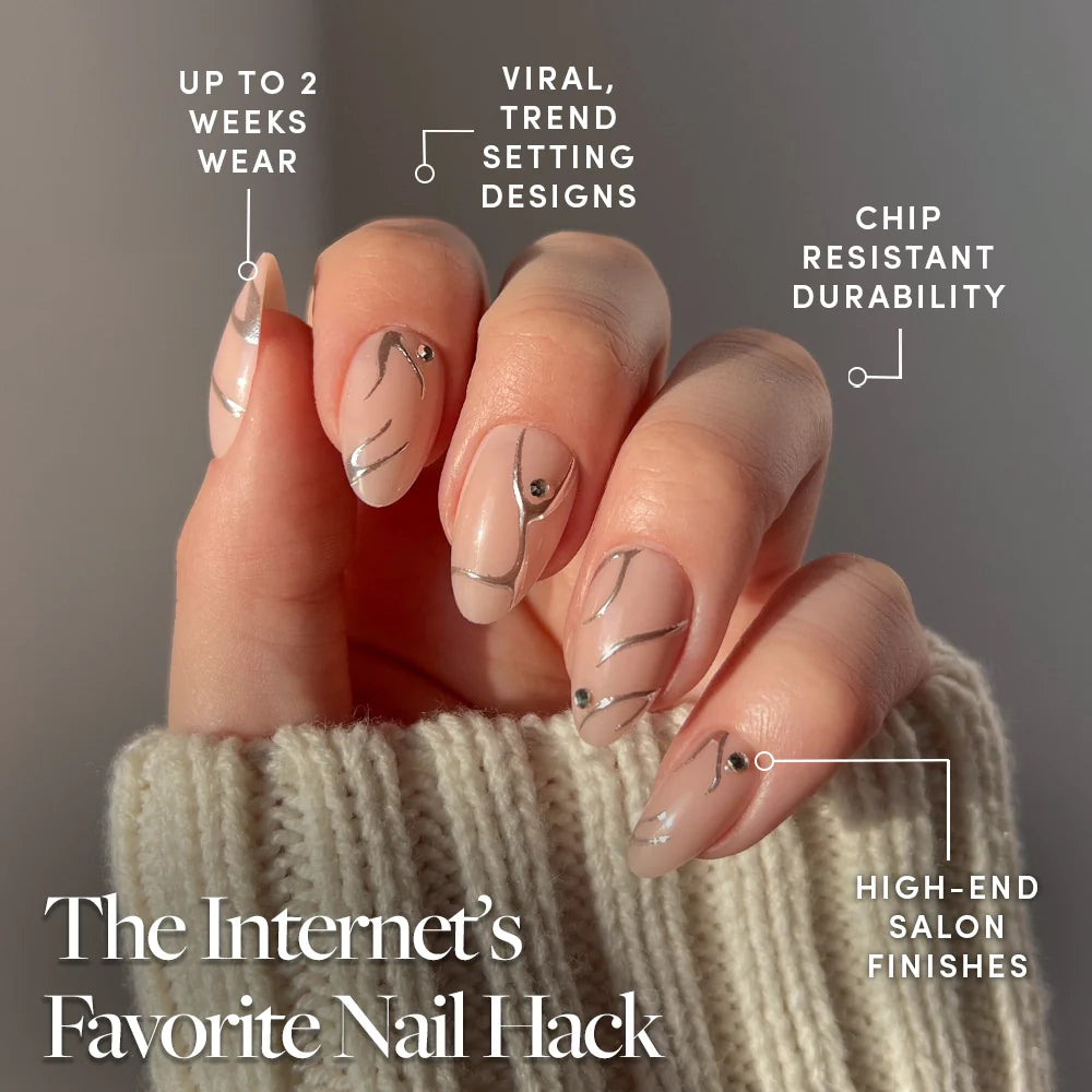 Astro press-on nails - almond shape, short length