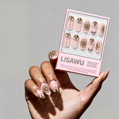 Athenian Gold press-on nails in nude shade