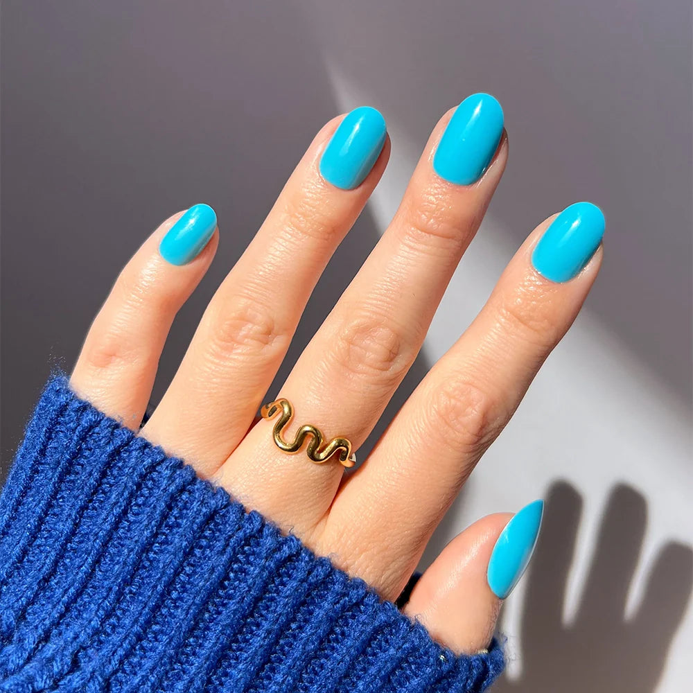 Azure Blue press-on nails in blue shade