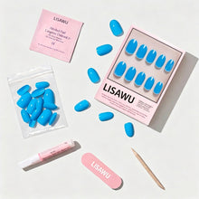 Azure Blue press-on nail design - solid color style detail