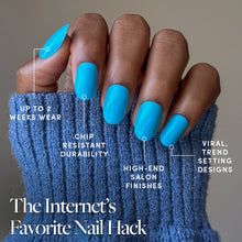 Azure Blue press-on nail bundle - full set view