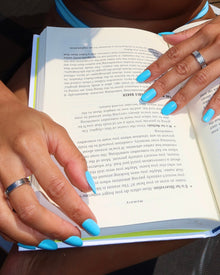 Azure Blue press-on nail design - solid color style detail