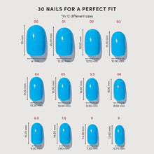 Azure Blue press-on nails - round shape, short length