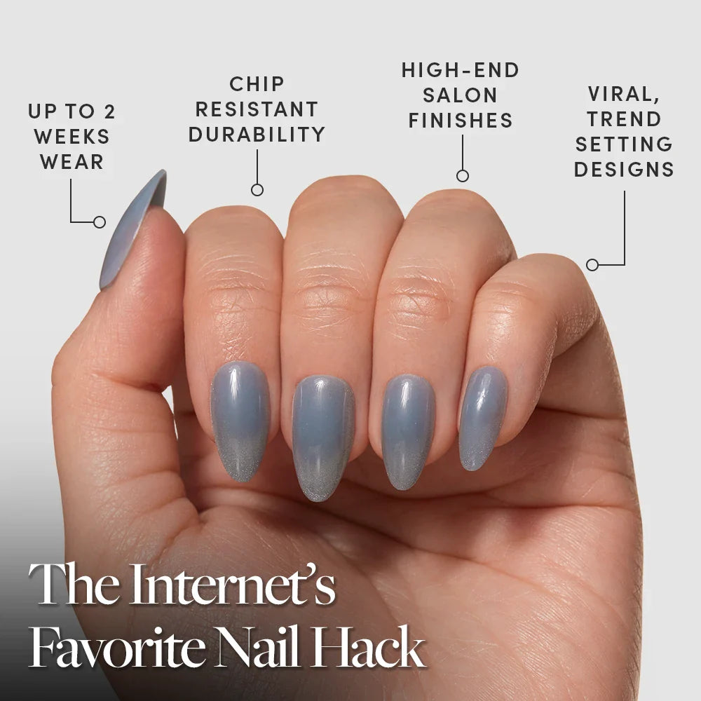 Baby Blues press-on nail design - solid color style detail