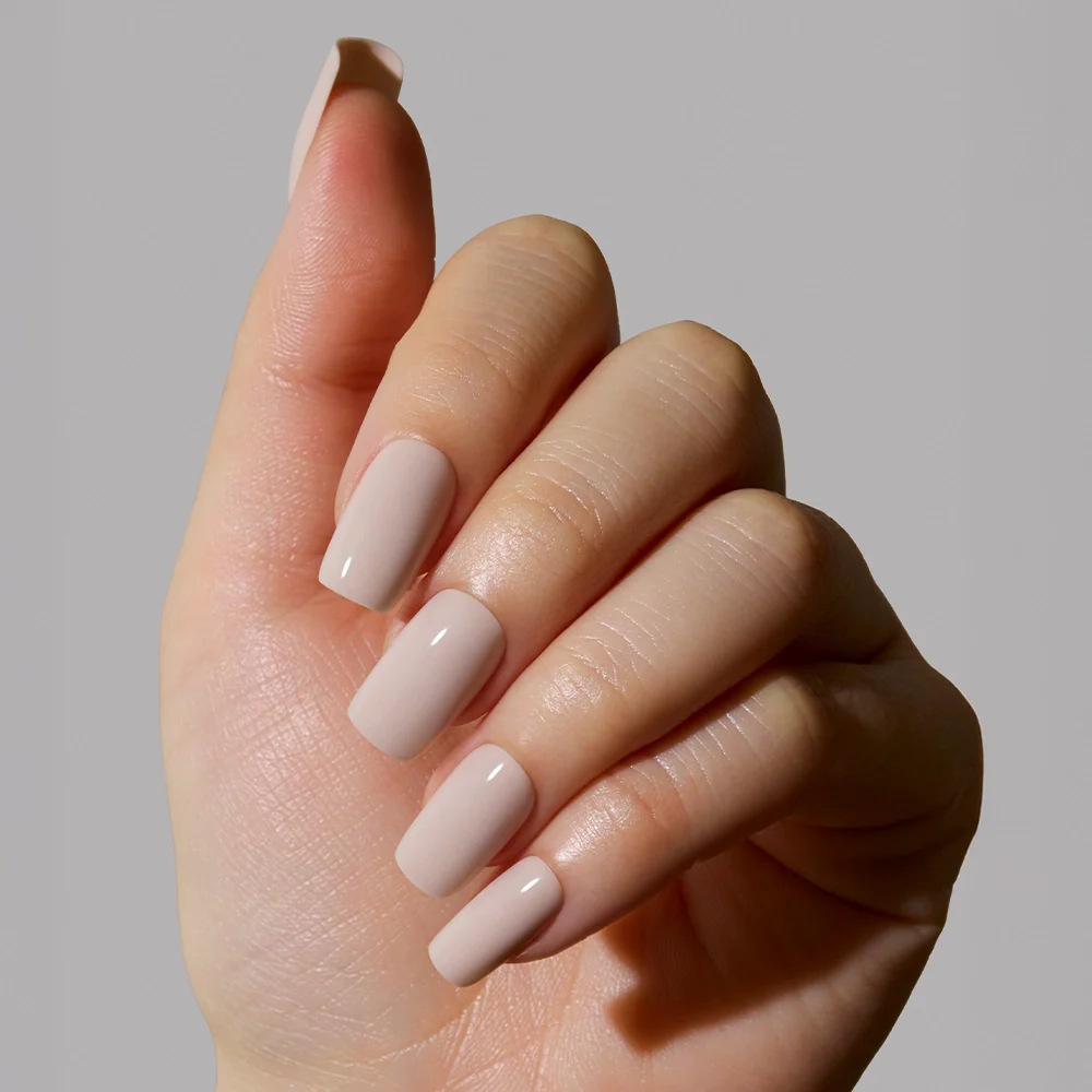 Bare Bliss press-on nail design - solid color style detail