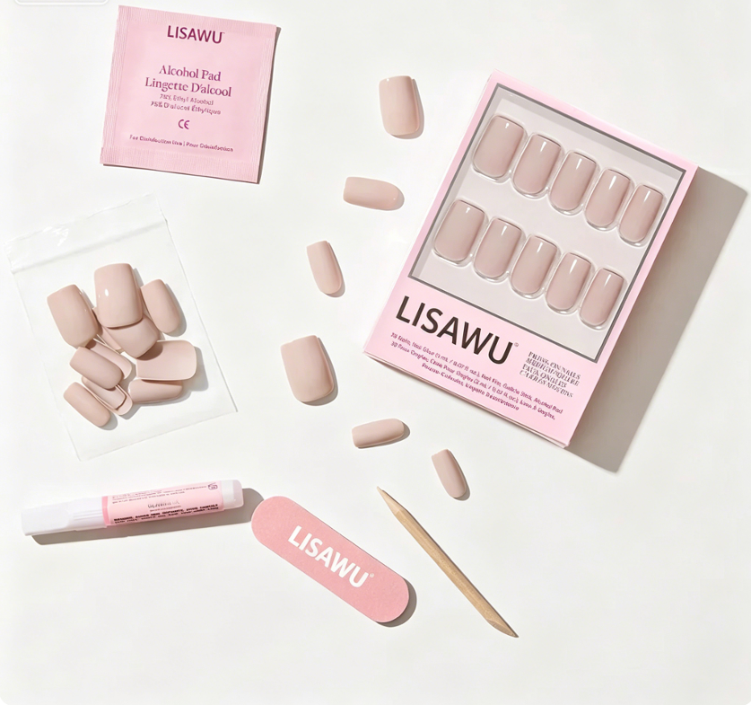 Bare Bliss press-on nail bundle - full set view