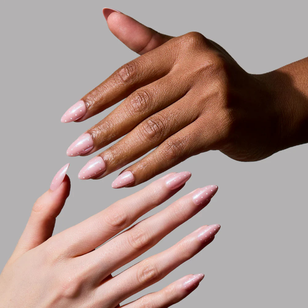 Barely Spotted press-on nails with glazed finish