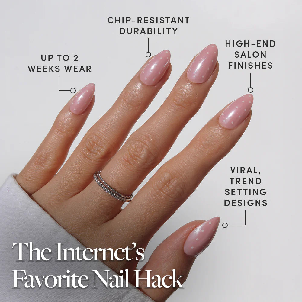 Barely Spotted press-on nails - almond shape, short length