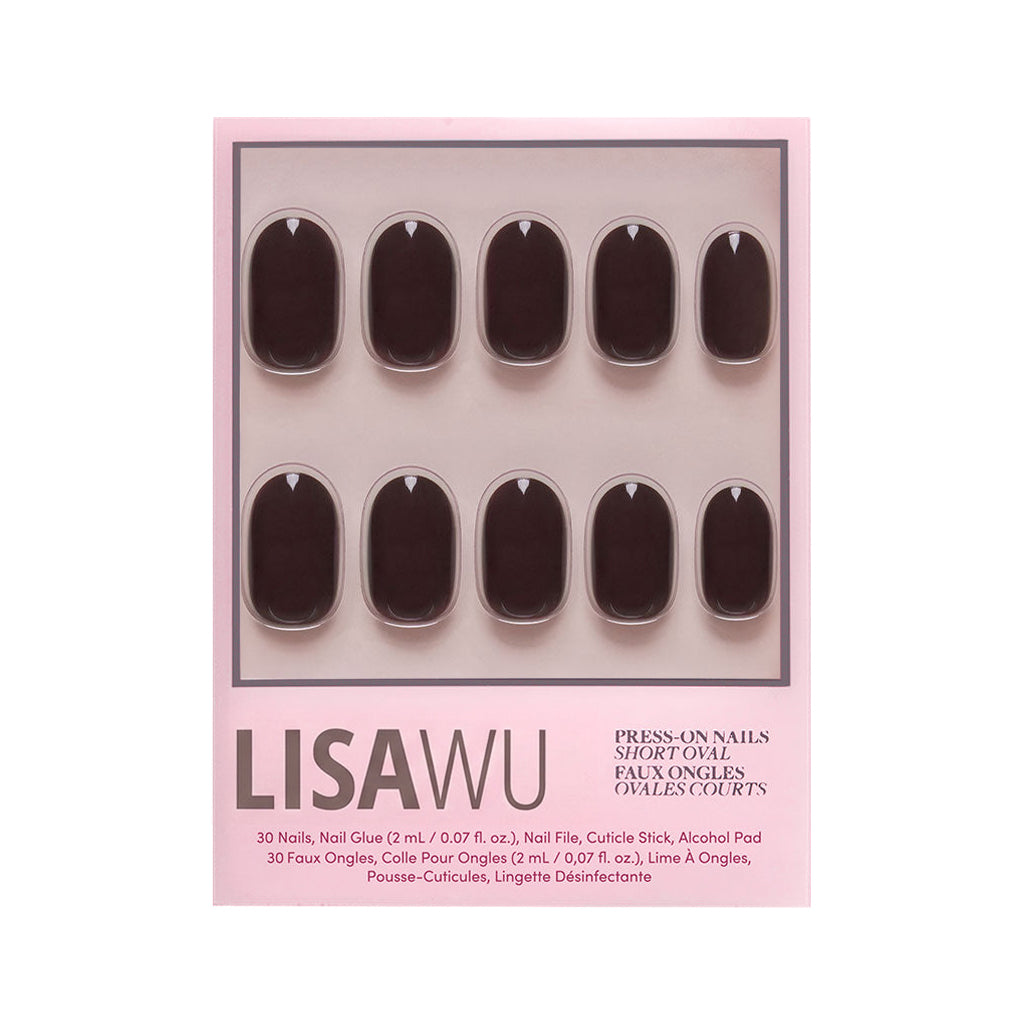 Bark Brown press-on nails in red shade
