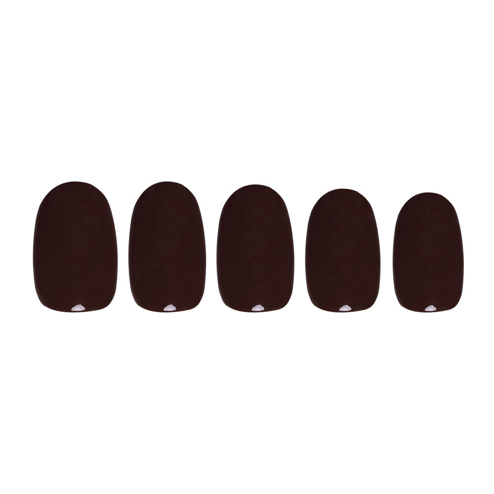 Bark Brown press-on nails - round shape, short length