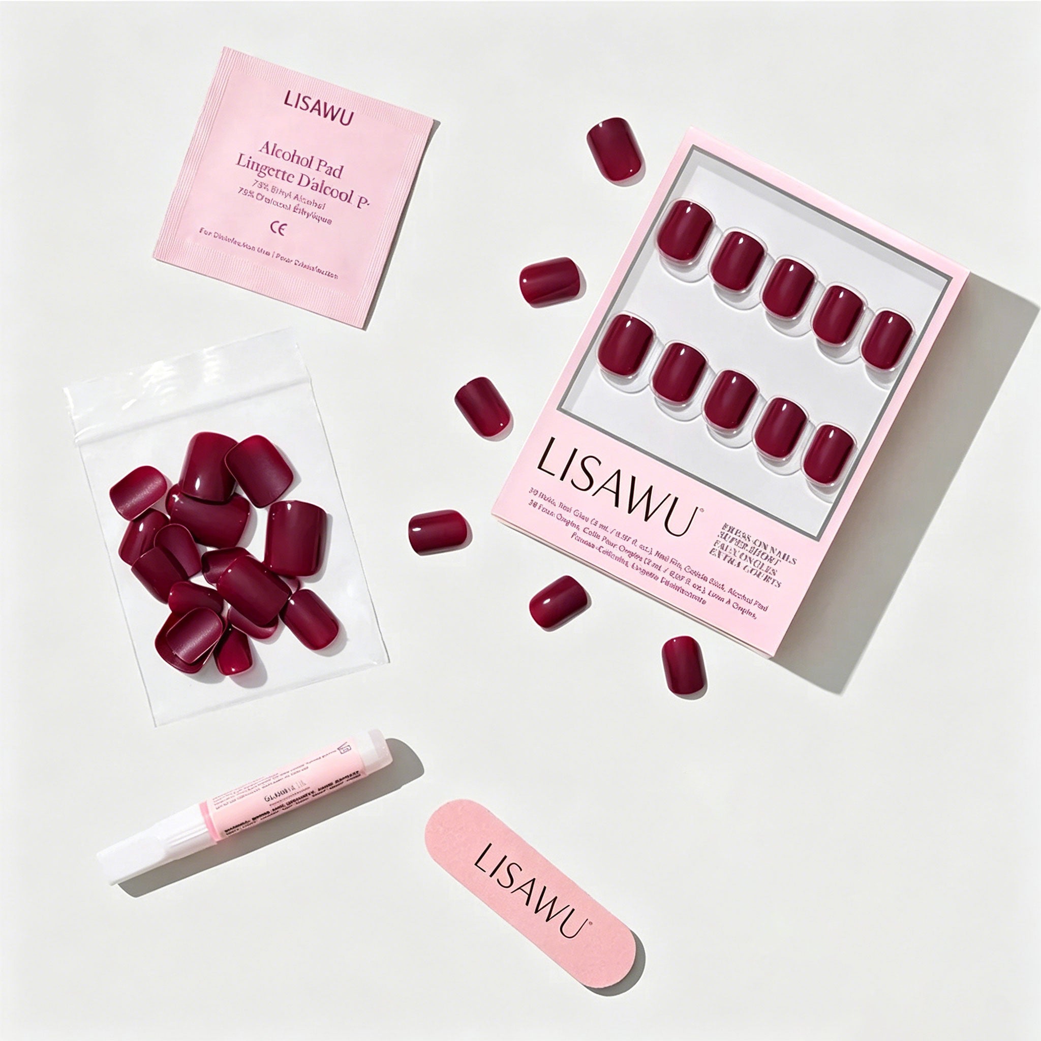 Berry Baby press-on nails - super short shape, super short length