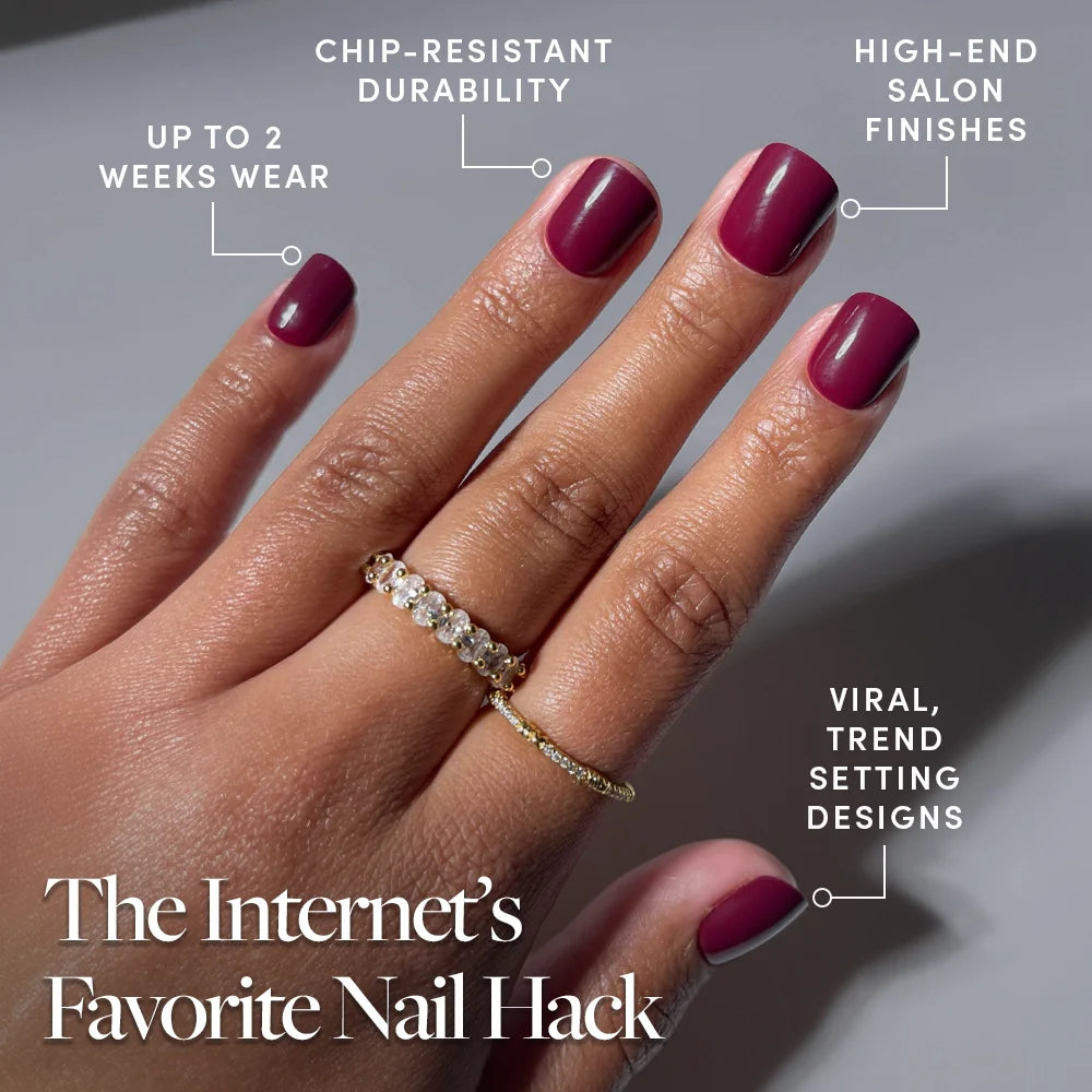 Berry Baby press-on nail design - solid color style detail