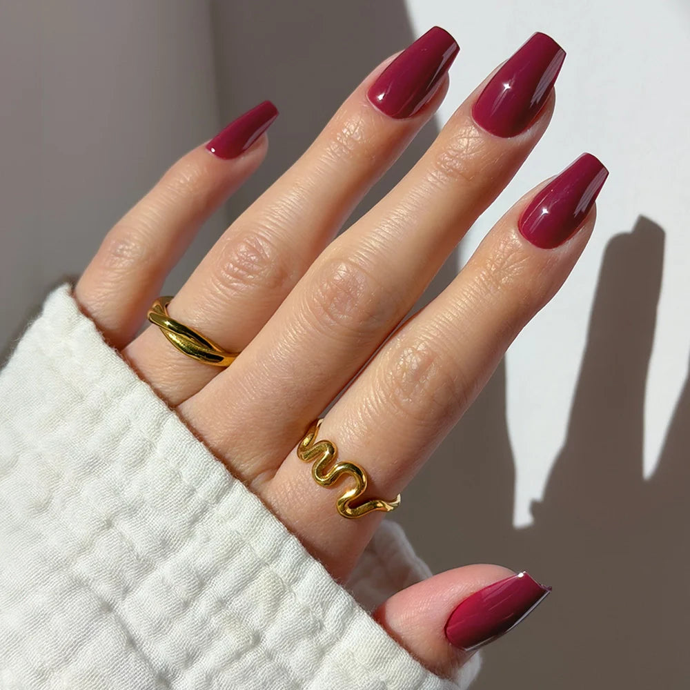 Berry Fierce press-on nails in red shade