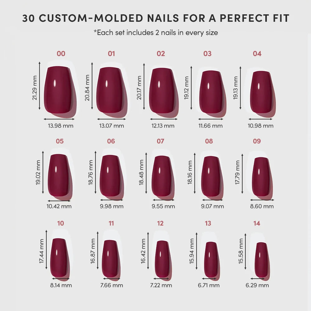 Berry Fierce press-on nail design - solid color style detail