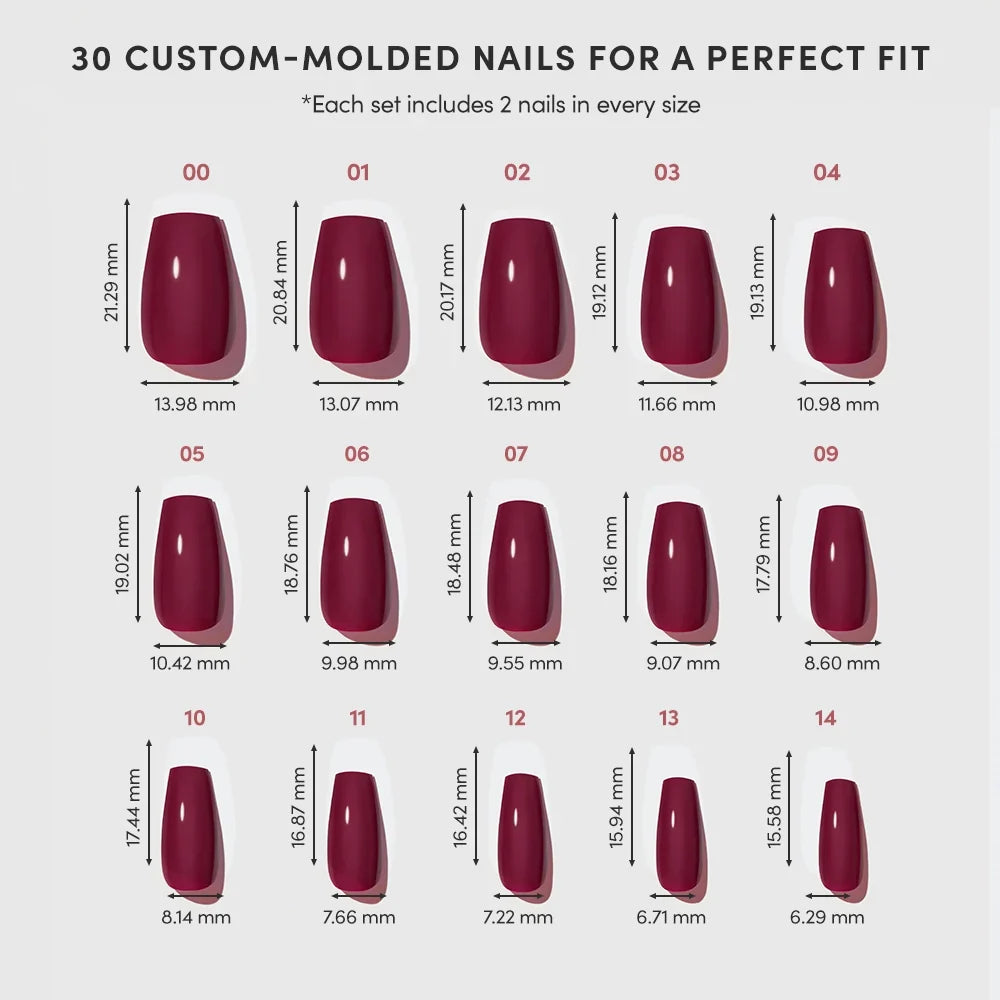 Berry Fierce press-on nail design - solid color style detail