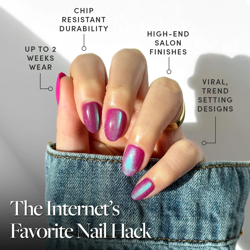 Berry Fizz press-on nail design - solid color style detail