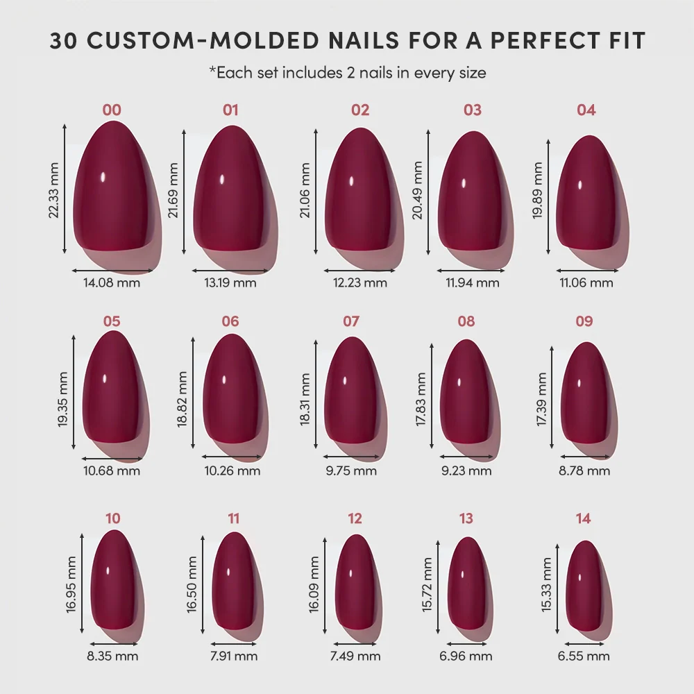 Berry Kiss press-on nail design - solid color style detail