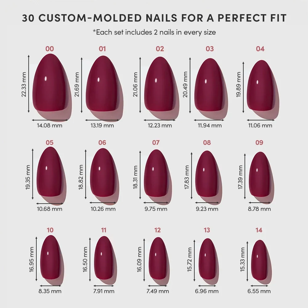 Berry Kiss press-on nail design - solid color style detail