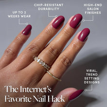 Berry Maroon press-on nails - round shape, short length