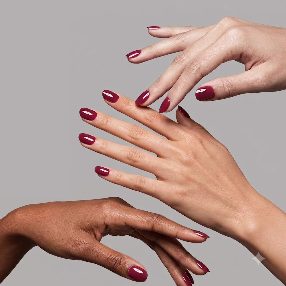 Berry Maroon press-on nails in red shade