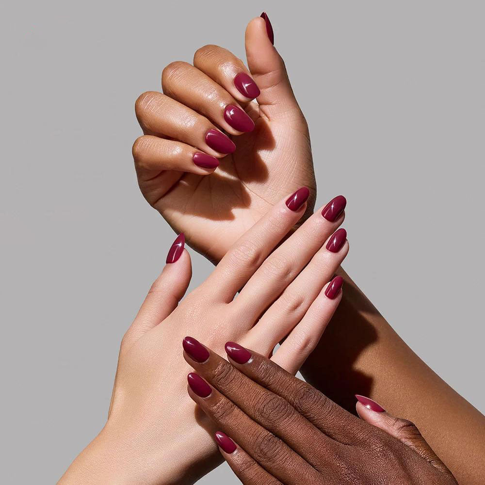 Berry Mood press-on nails with glossy finish