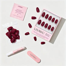 Berry Mood press-on nails - oval shape, short length
