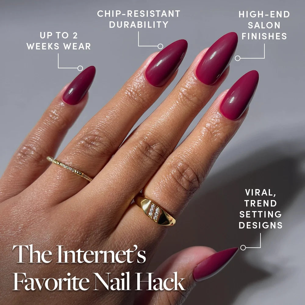 Berry Obsession press-on nail design - solid color style detail