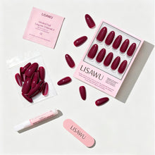 Berry Tempted press-on nails - oval shape, medium length