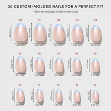 Blue Halo press-on nails - oval shape, extra short length