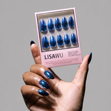 Blue Steel press-on nails with metallic chrome finish