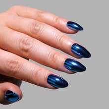 Blue Steel press-on nail design - metallic chrome style detail