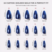Blue Steel press-on nail bundle - full set view