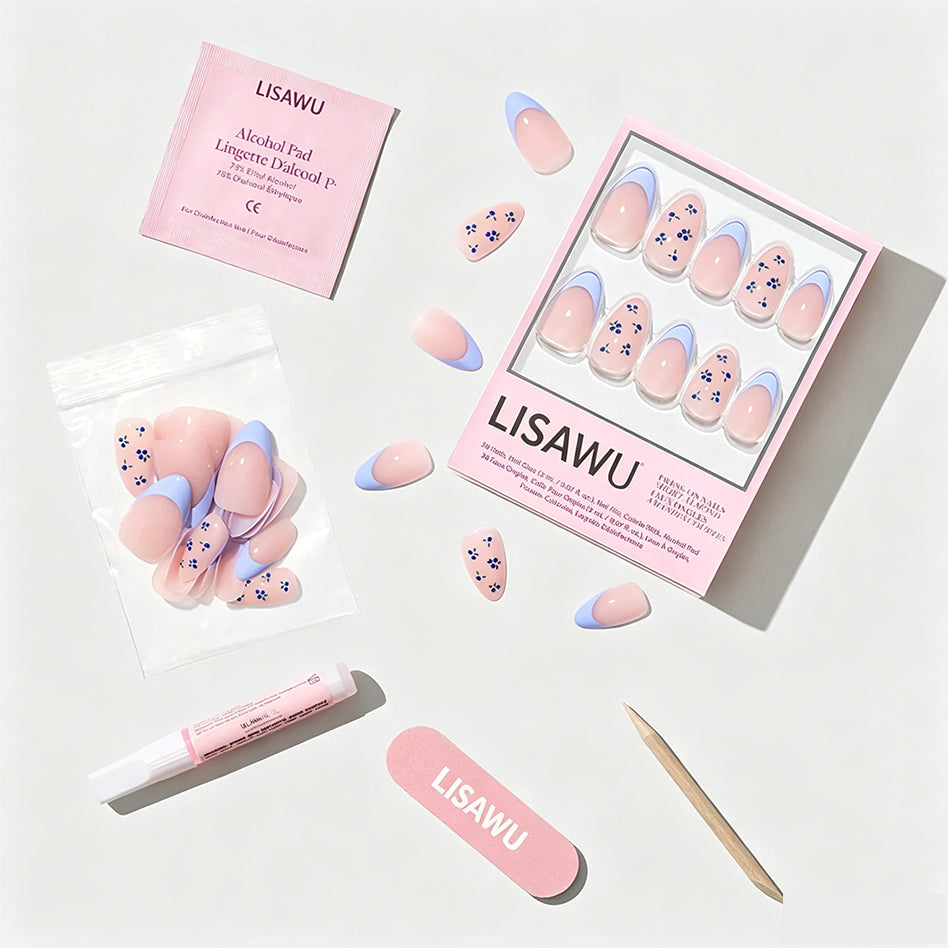 Bluebelle press-on nails - almond shape, short length
