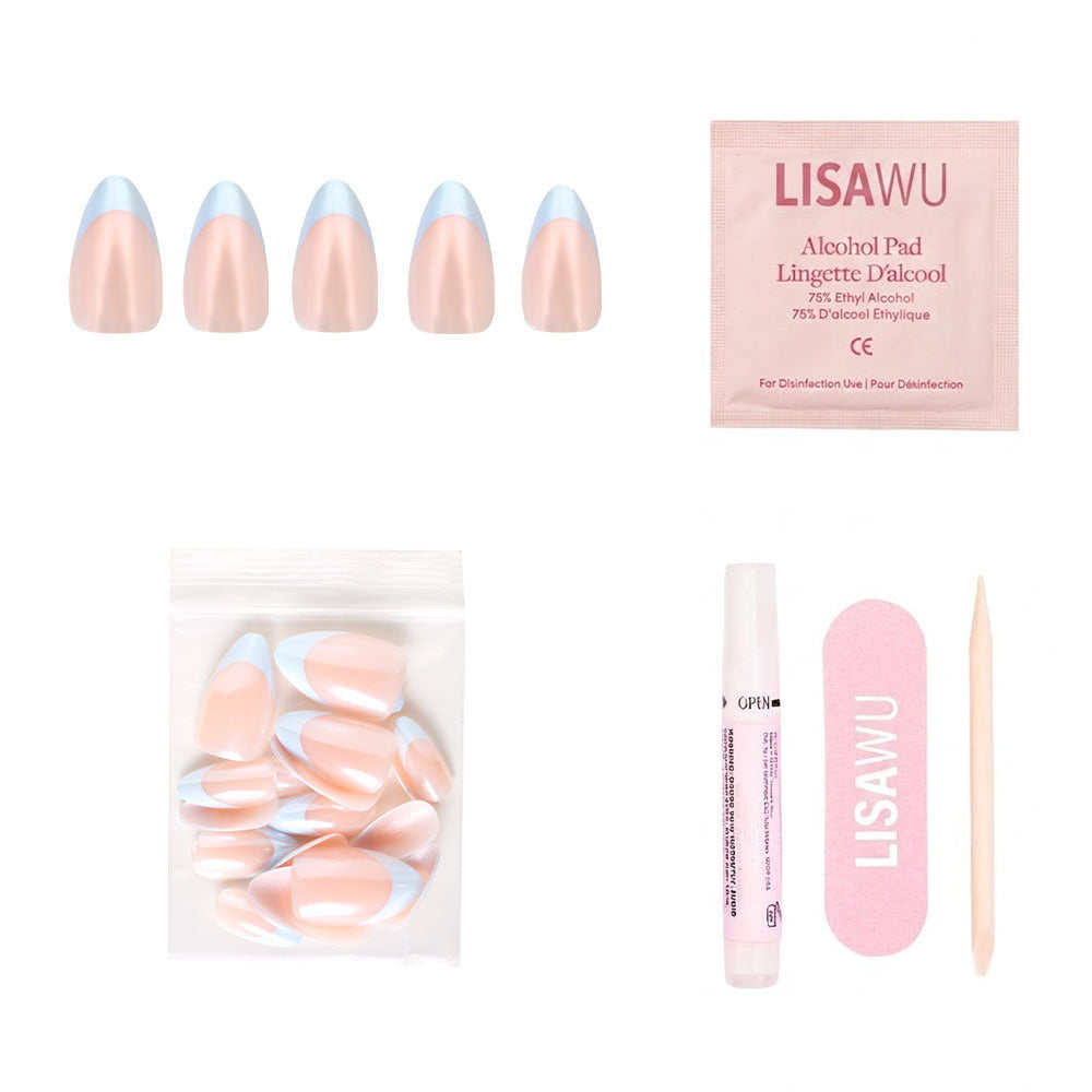 Blueberry Icing press-on nails with glossy finish